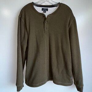 Tailor Vintage Sherpa Lined Henley Shirt Men's Large Olive